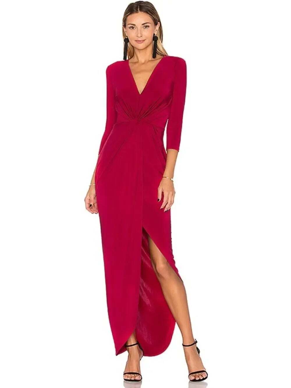Lovers + Friends Sundance Raspberry Wrap V-Neck Sleeve Maxi Dress S NWT